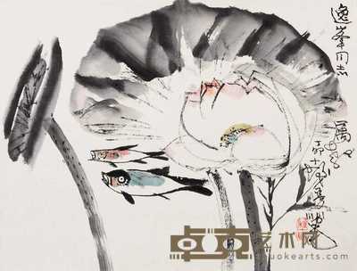程十发 1987年作 双鱼吉庆 镜心 29×38cm